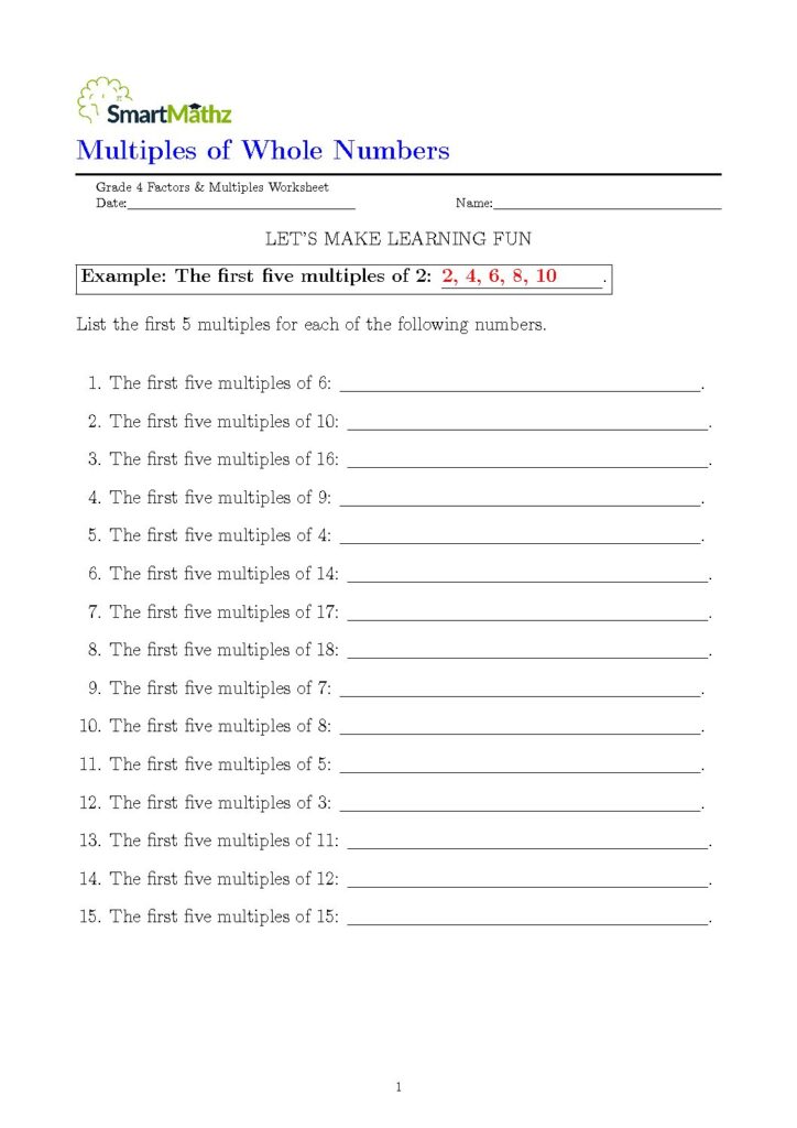 Grade 4 Factors and Multiples Archives - SmartMathz