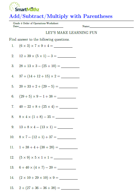 add subtract or multiply first