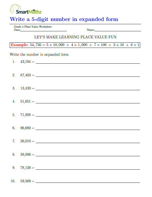 write each number in expanded form 534