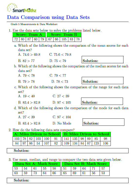 Data Comparison Using Data Sets Smartmathz Data Comparison Using Data Sets Smartmathz
