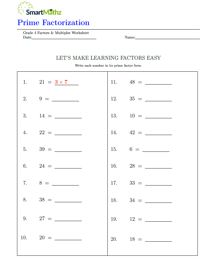Grade 4 Factors And Multiples Archives Smartmathz