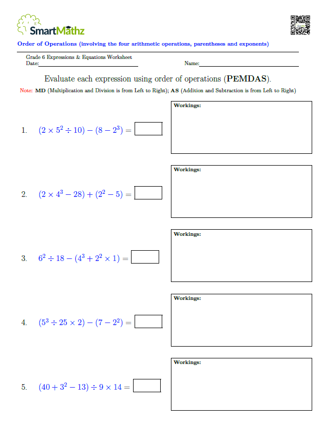 Order of Operations (Involving the four Arithmetic Operations ...