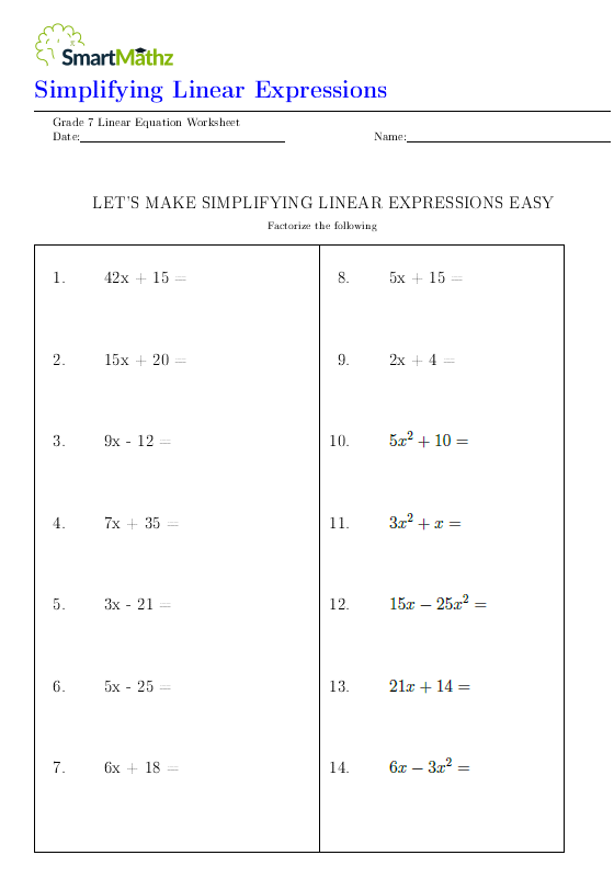 Simplifying Linear Equations - SmartMathz